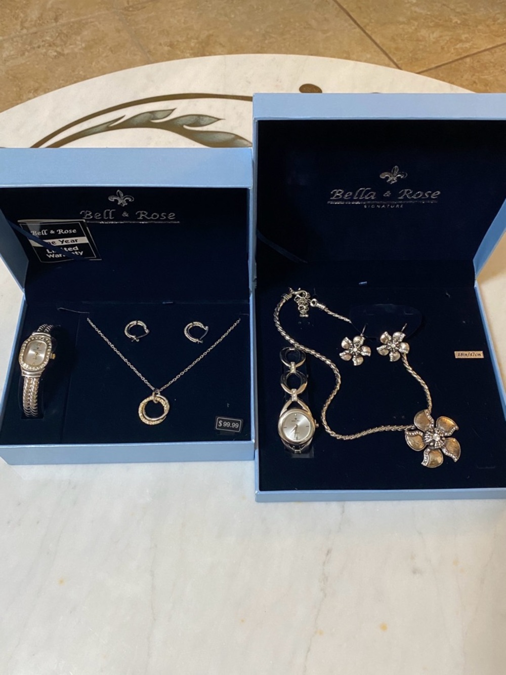 New Silver Watch and Jewelry Sets